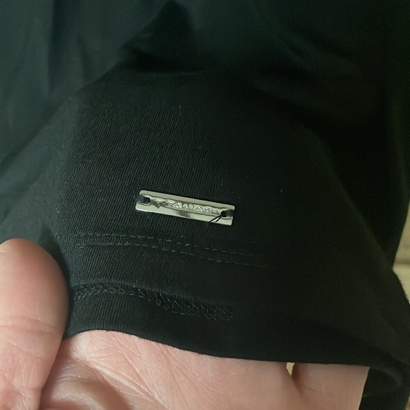 T Tahari size medium black ruffle short sleeve soft and stretchy blouse top - Picture 2 of 8